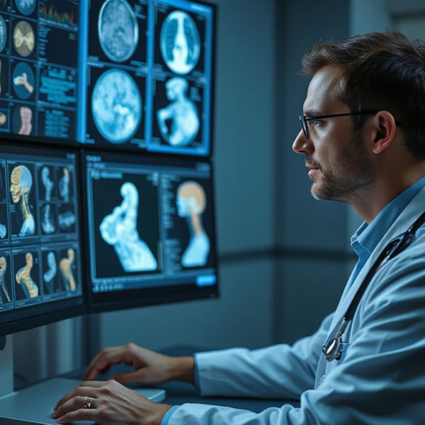 Doctor using AI for medical diagnosis