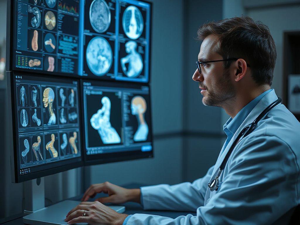 Doctor using AI for medical diagnosis