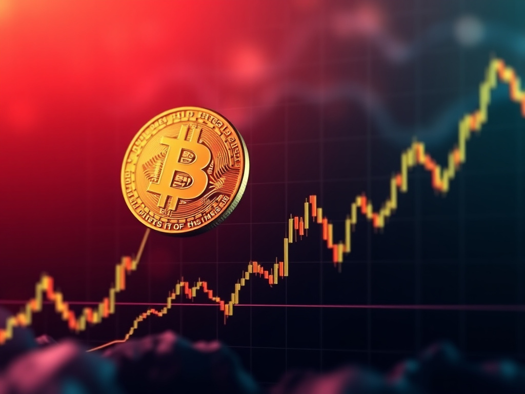 A cryptocurrency chart with a sharp drop in Bitcoin's price, causing market volatility