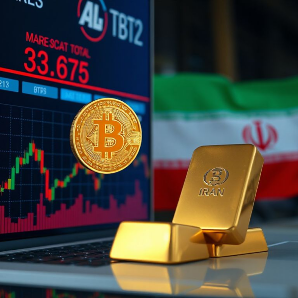 Photorealistic image of a Bitcoin chart climbing toward $88,000 beside a dropping gold bar, representing crypto rally and gold decline