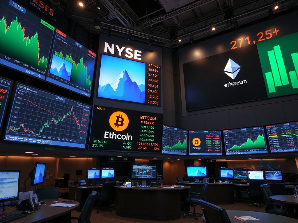 Digital chart showing declining Bitcoin and Ethereum ETF flows while altcoins like XRP and SOL rise