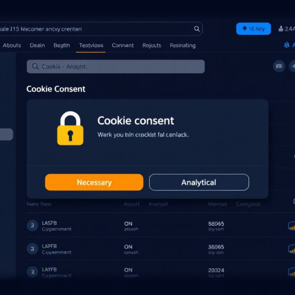 Screenshot of a crypto website cookie consent banner highlighting necessary and analytical cookie categories