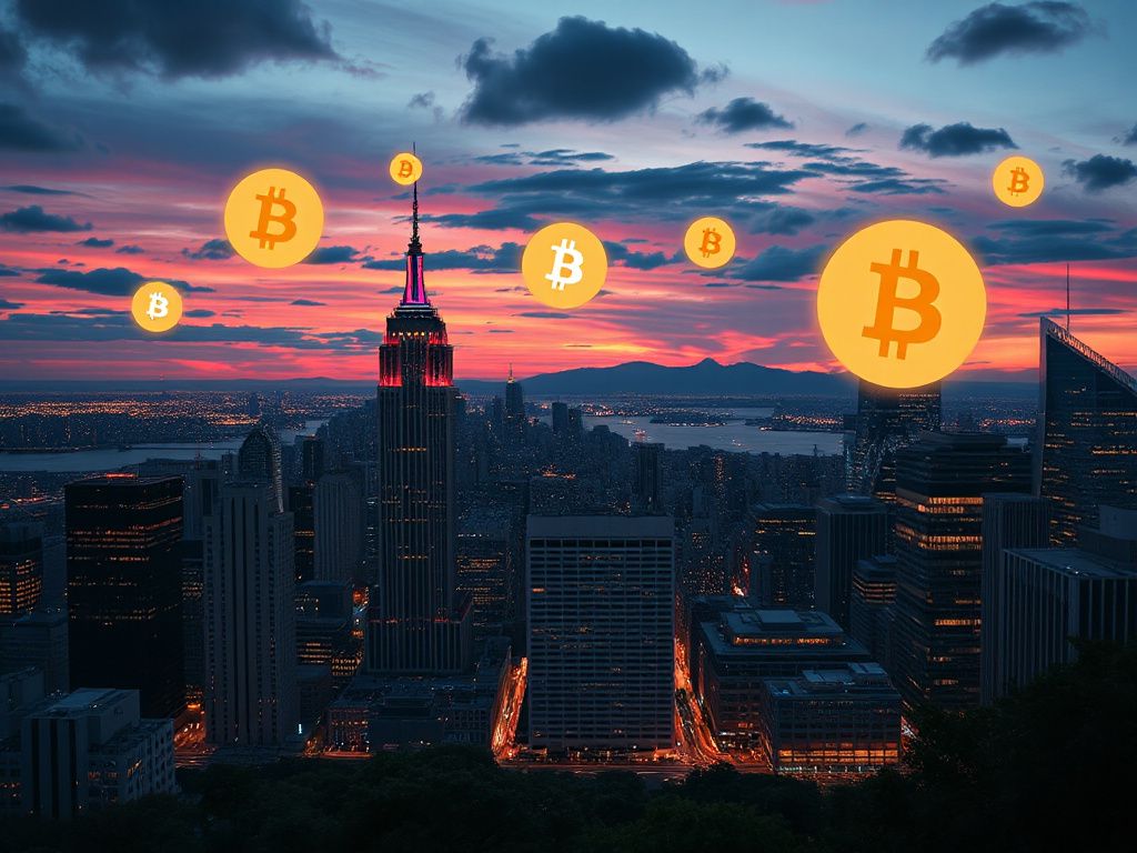 Futuristic cityscape with glowing cryptocurrency symbols highlighting affordable crypto opportunities in 2026